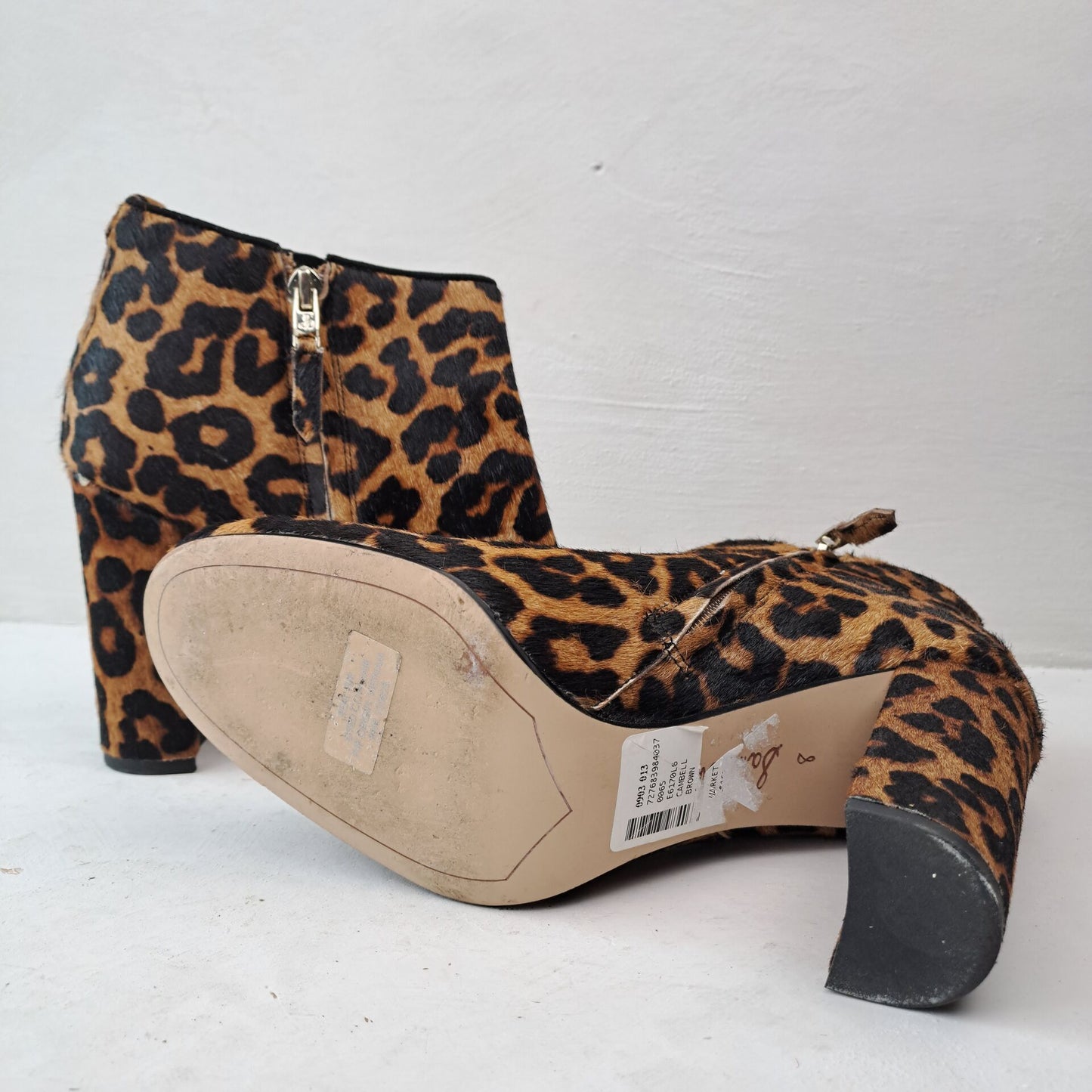 Sam Edelman Womens CAMBELL Leopard Ankle Boots Size 38.5