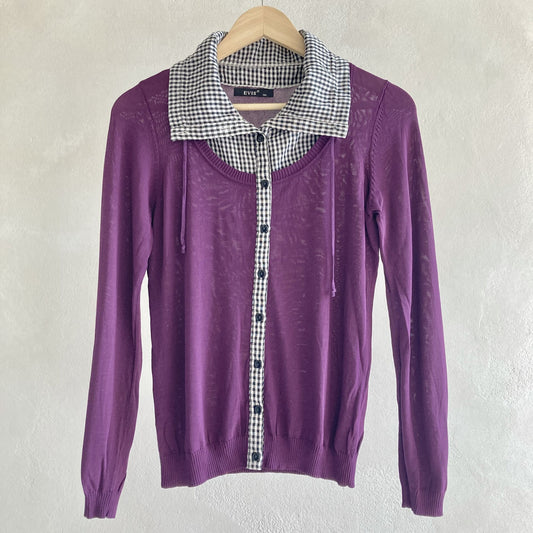 Evis Womens Purple 2in1 Top Size M-L