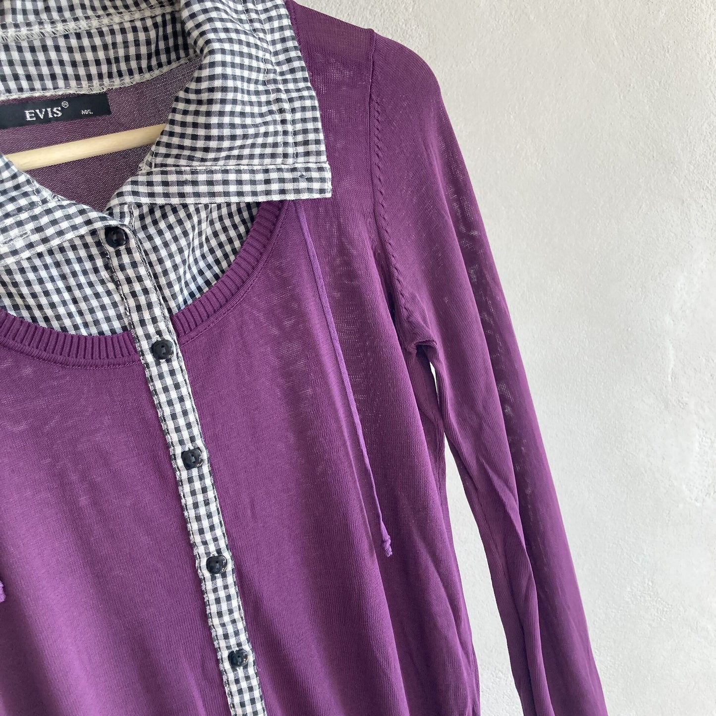 Evis Womens Purple 2in1 Top Size M-L