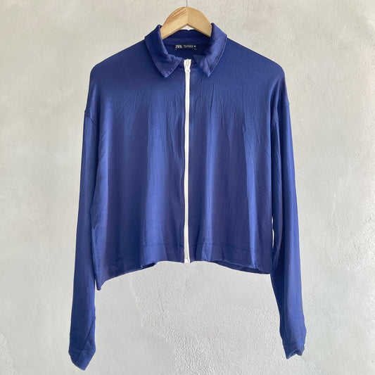 Zara Womens Blue Long Sleeve Top Size L