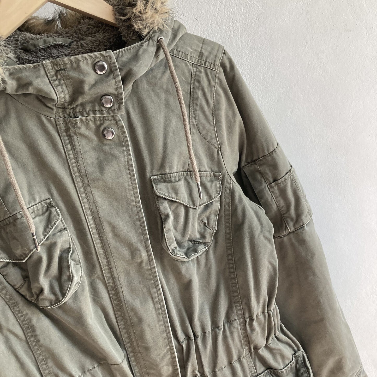 Lindex Womens Khaki Parka Coat Size 40