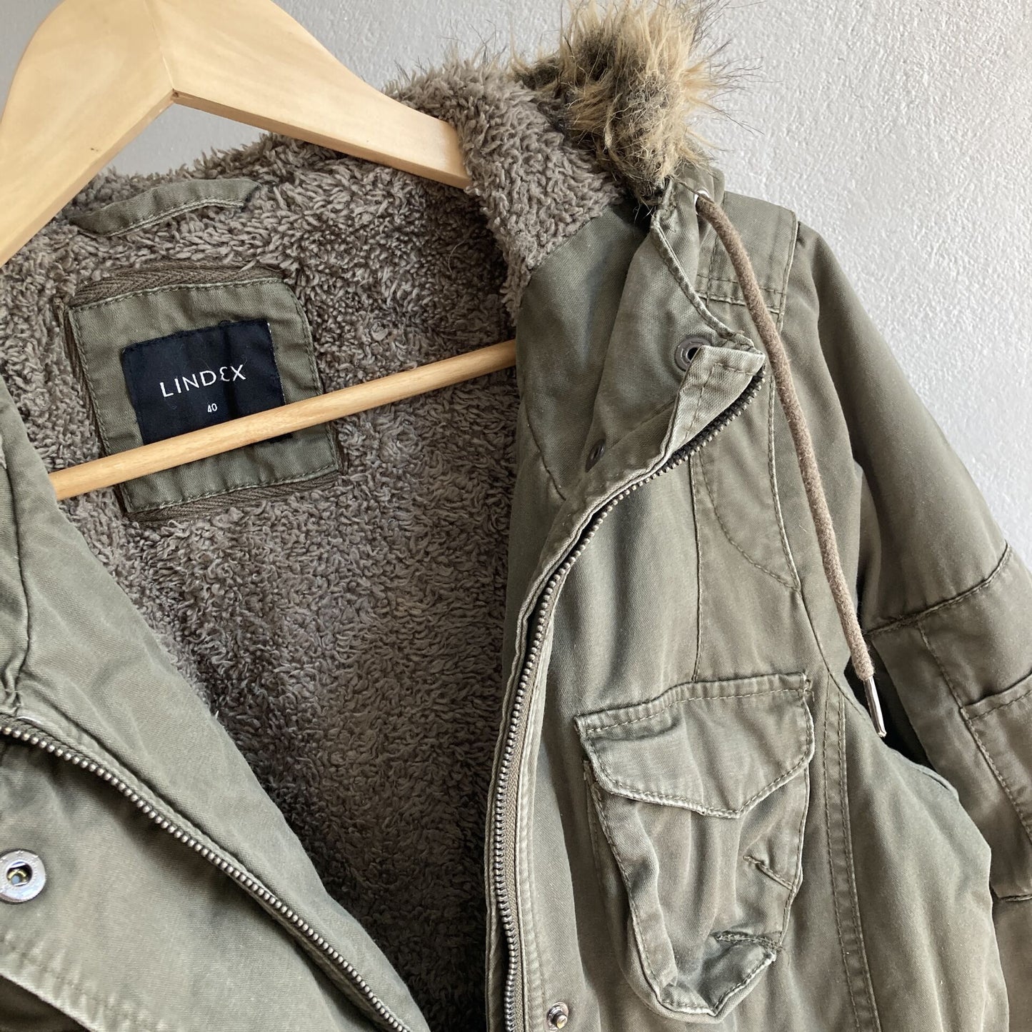 Lindex Womens Khaki Parka Coat Size 40