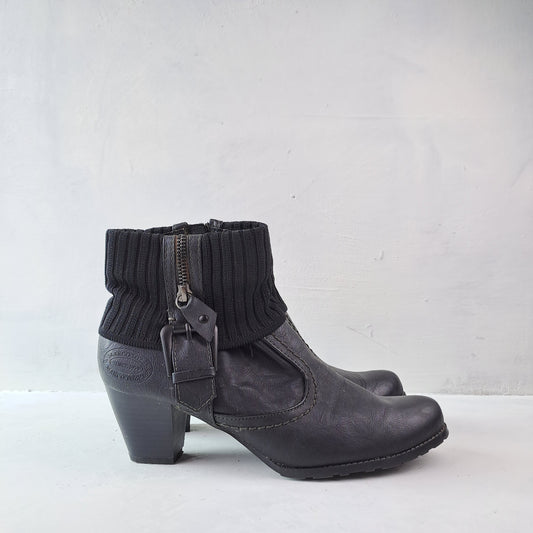 Marco Tozzi Ladies Black Ankle Boots Size 38