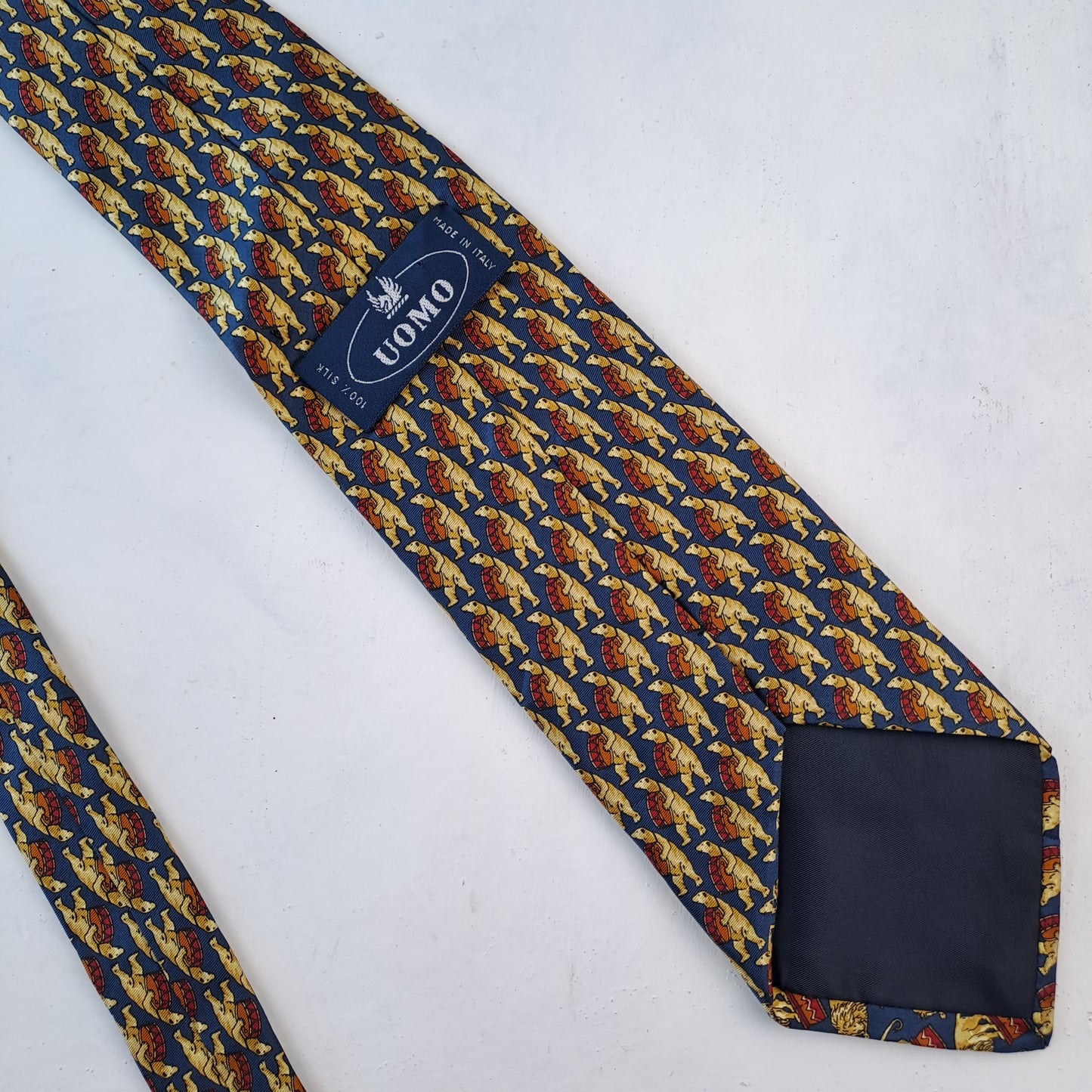 Mens UOMO Polar Bear Design Silk Tie