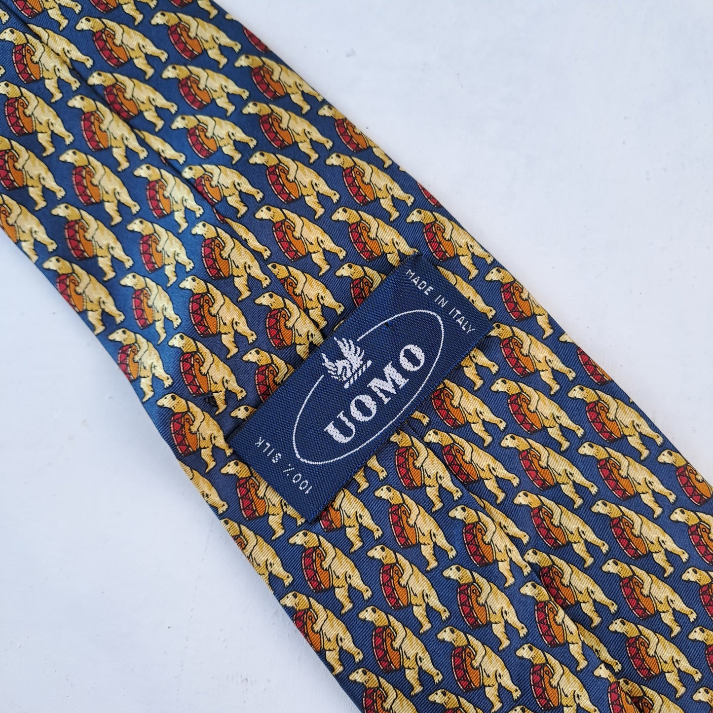 Mens UOMO Polar Bear Design Silk Tie