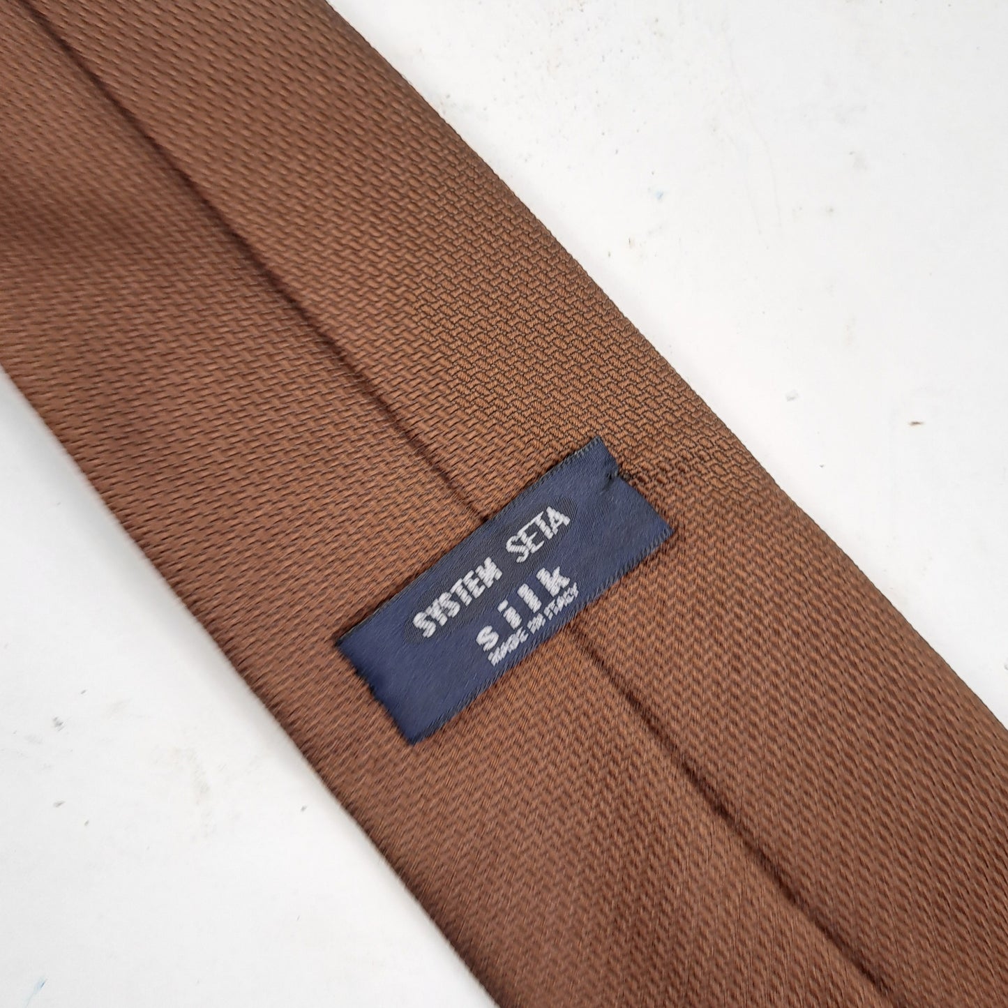 System Seta Mens Brown Silk Tie