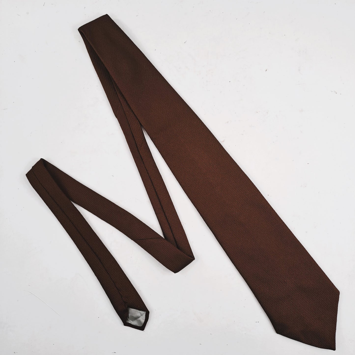 System Seta Mens Brown Silk Tie