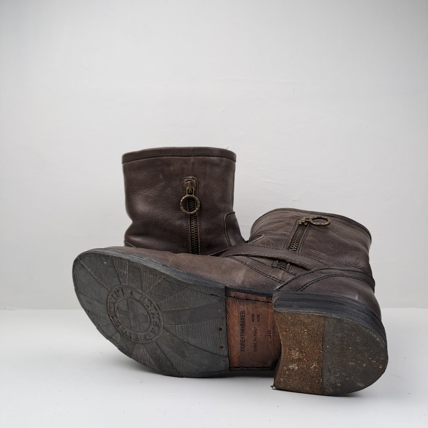 Fiorentini + Baker Womens Brown Biker Ankle Boots Size 36