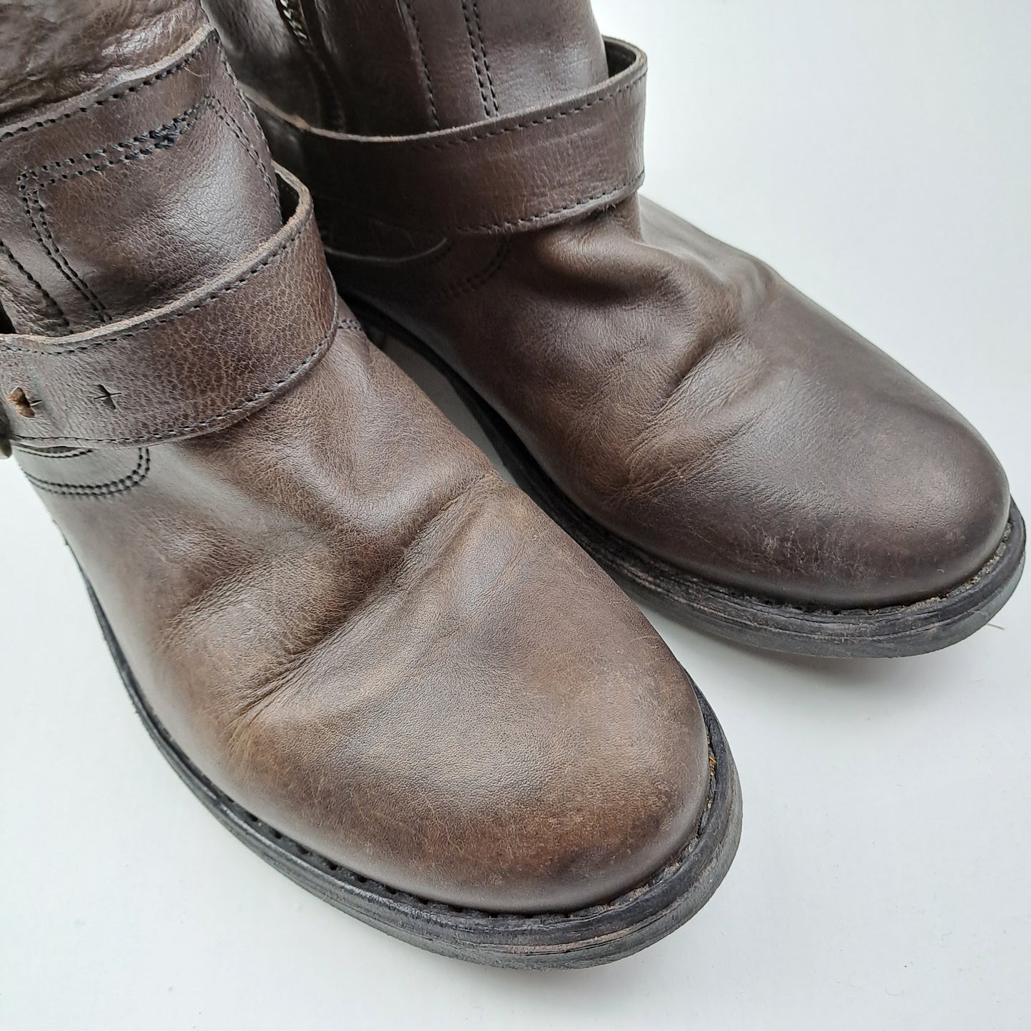 Fiorentini + Baker Womens Brown Biker Ankle Boots Size 36