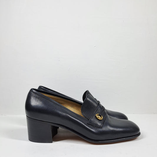 Longhi Ladies Black Leather Shoes Size 36,5