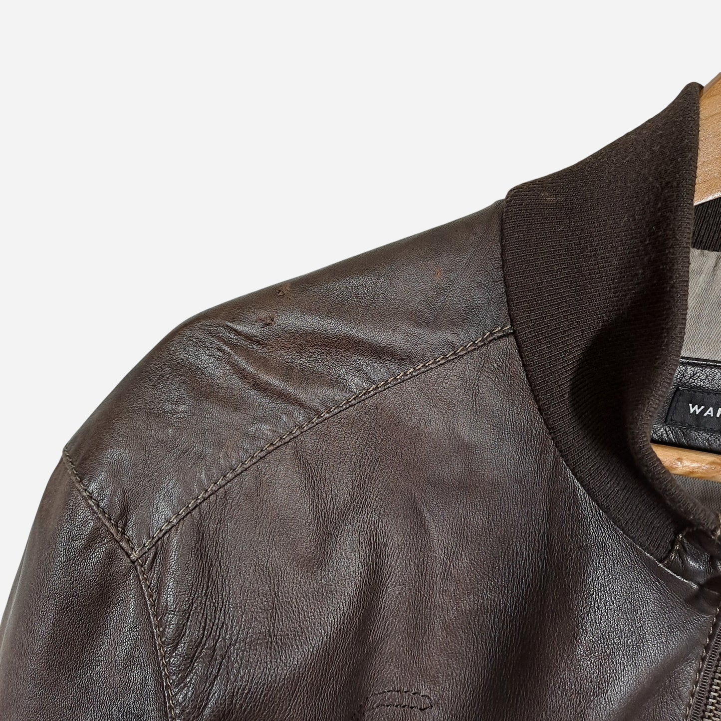 Warren & Parker Mens Brown Leather Jacket Size XL
