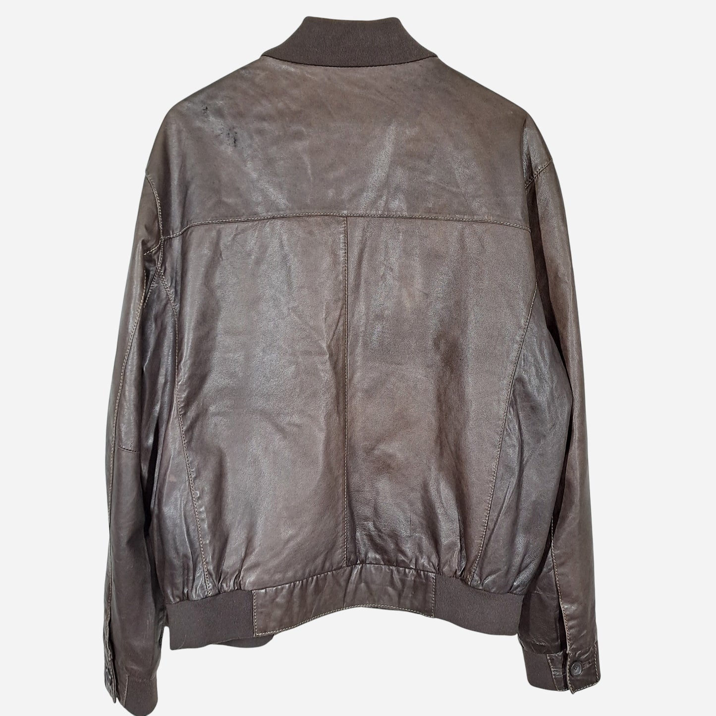 Warren & Parker Mens Brown Leather Jacket Size XL