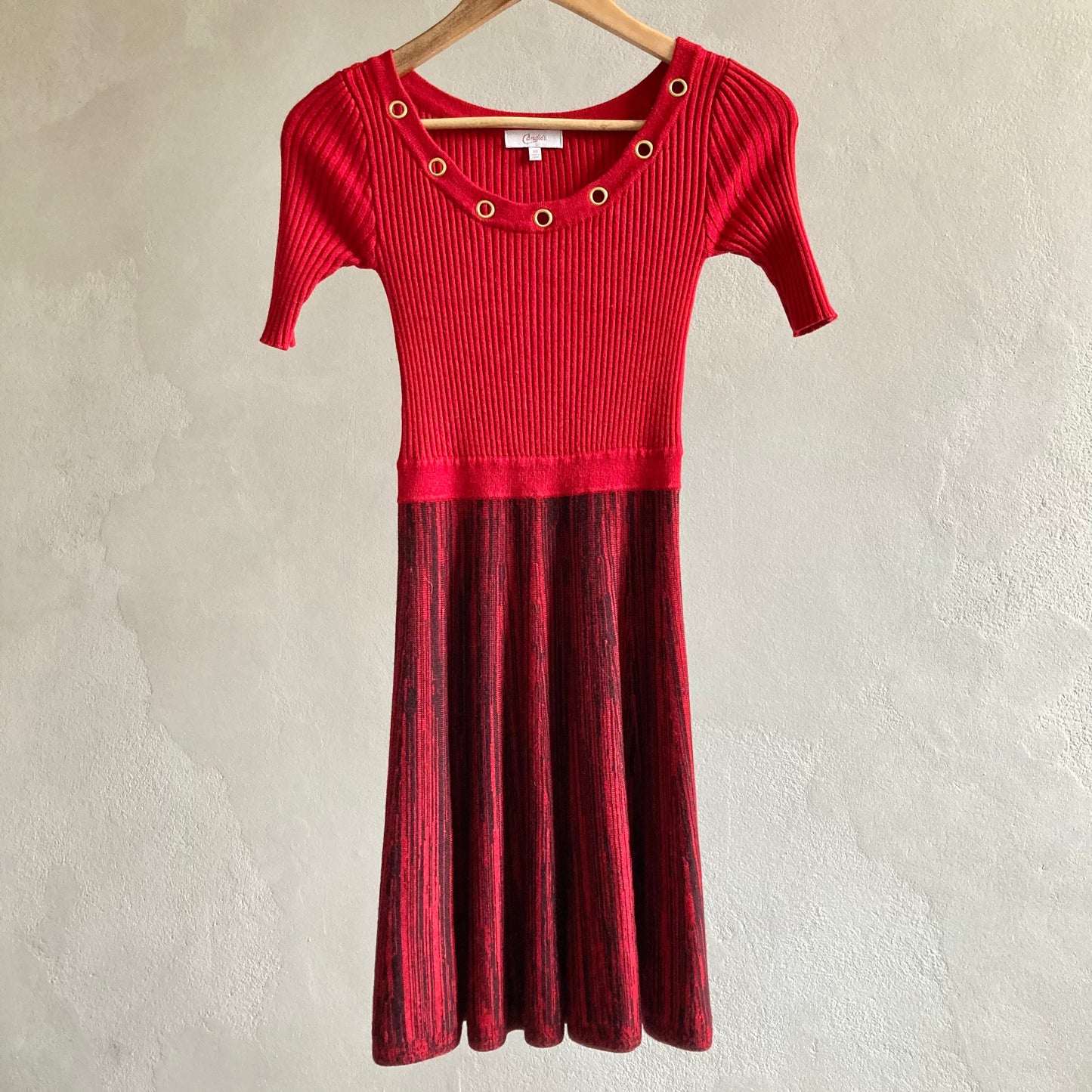 Womens Stretchy Knitted Skater Dress Size XS