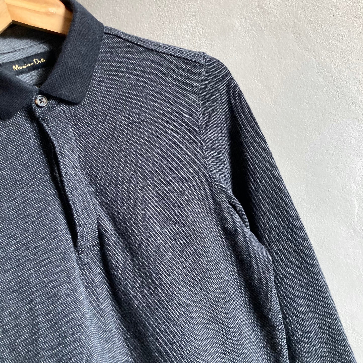 Massimo Dutti Mens Long Sleeve Polo Shirt Size S