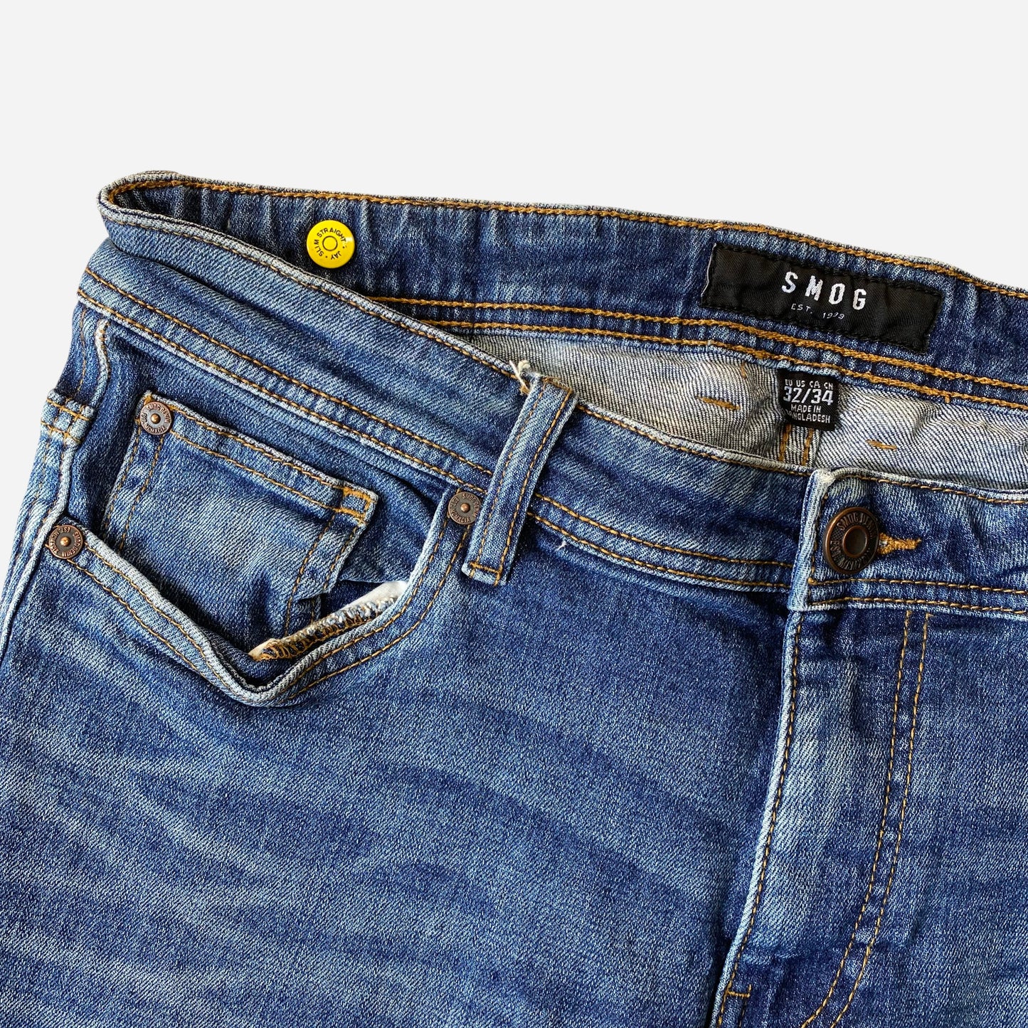 Smog Mens Blue Jeans Size W32/L34