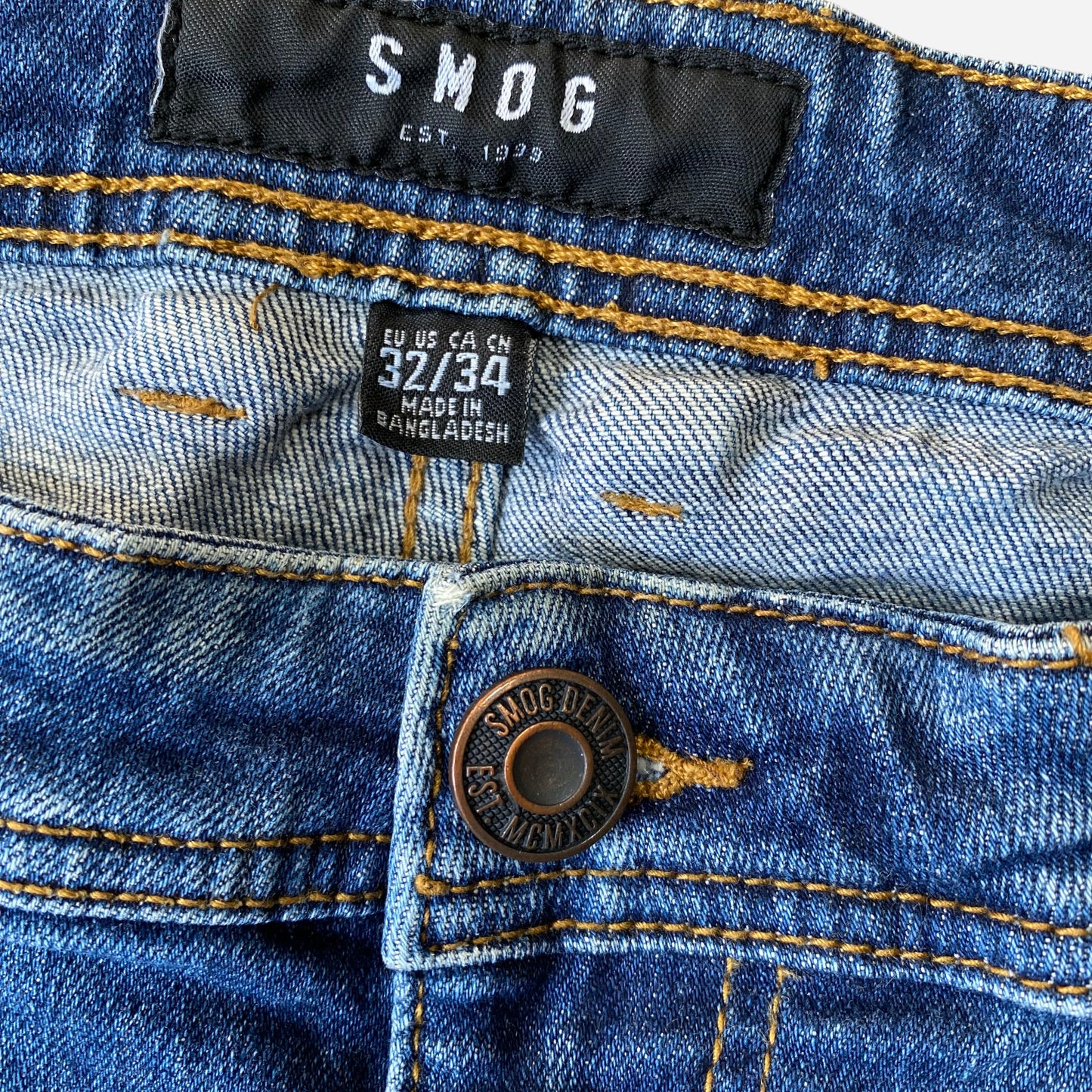 Smog Mens Blue Jeans Size W32/L34
