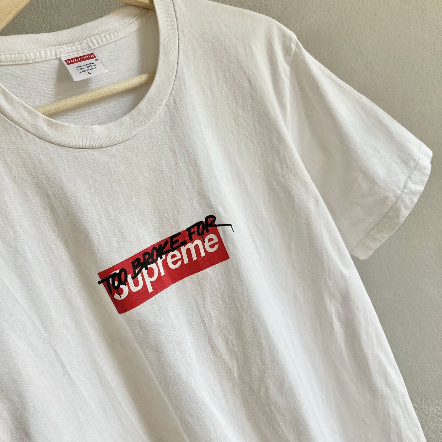 Supreme Mens Box Logo “Too Broke for Supreme” T-Shirt Size L