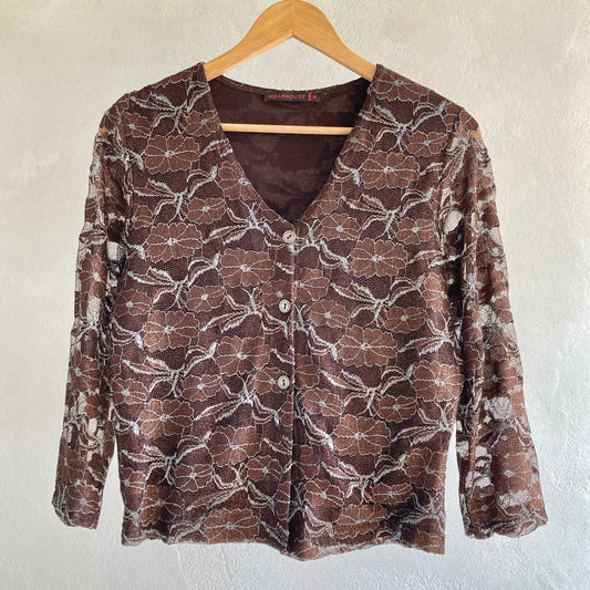 Womens Formal Floral Blouse Size M