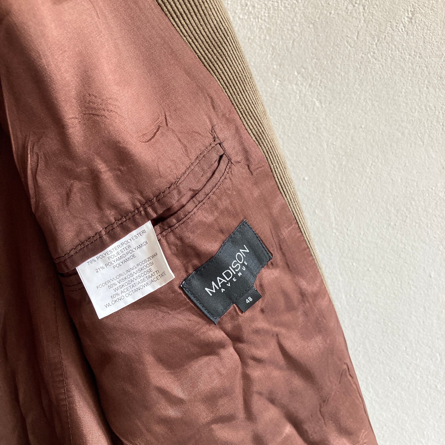 Meeste Velvet Pintsak Suurus 48