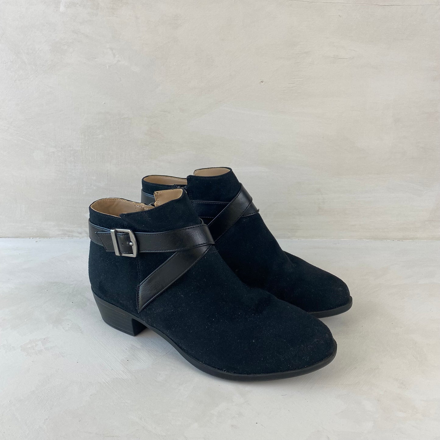 Ladies Black Buckle Ankle Boots Size 37.5