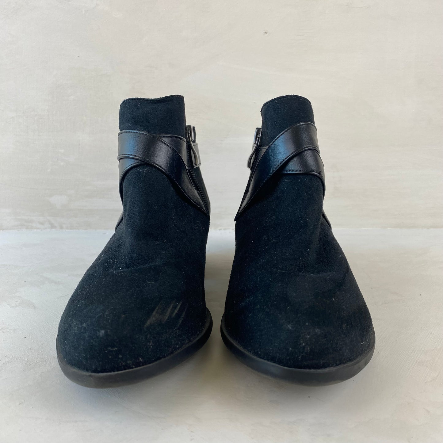 Ladies Black Buckle Ankle Boots Size 37.5