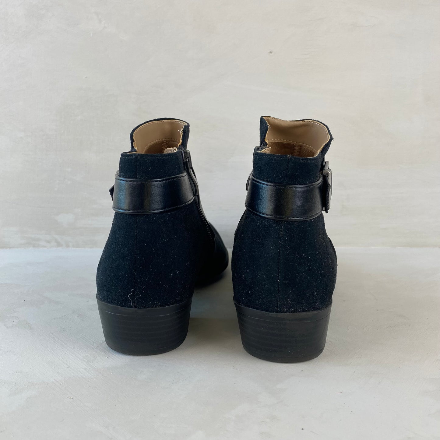 Ladies Black Buckle Ankle Boots Size 37.5