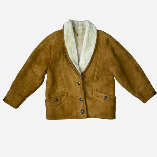Vintage Womens Sheepskin Shearling Coat Jacket Size 46