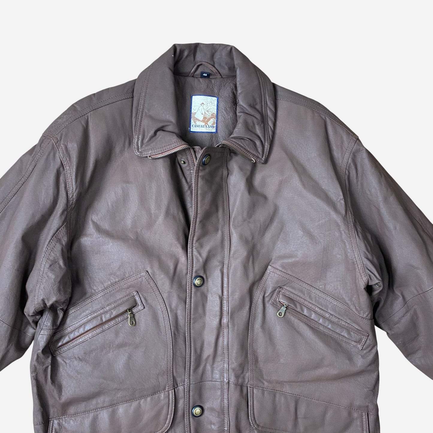 Vintage Casual Land Unisex Nahast Jope Suurus 48