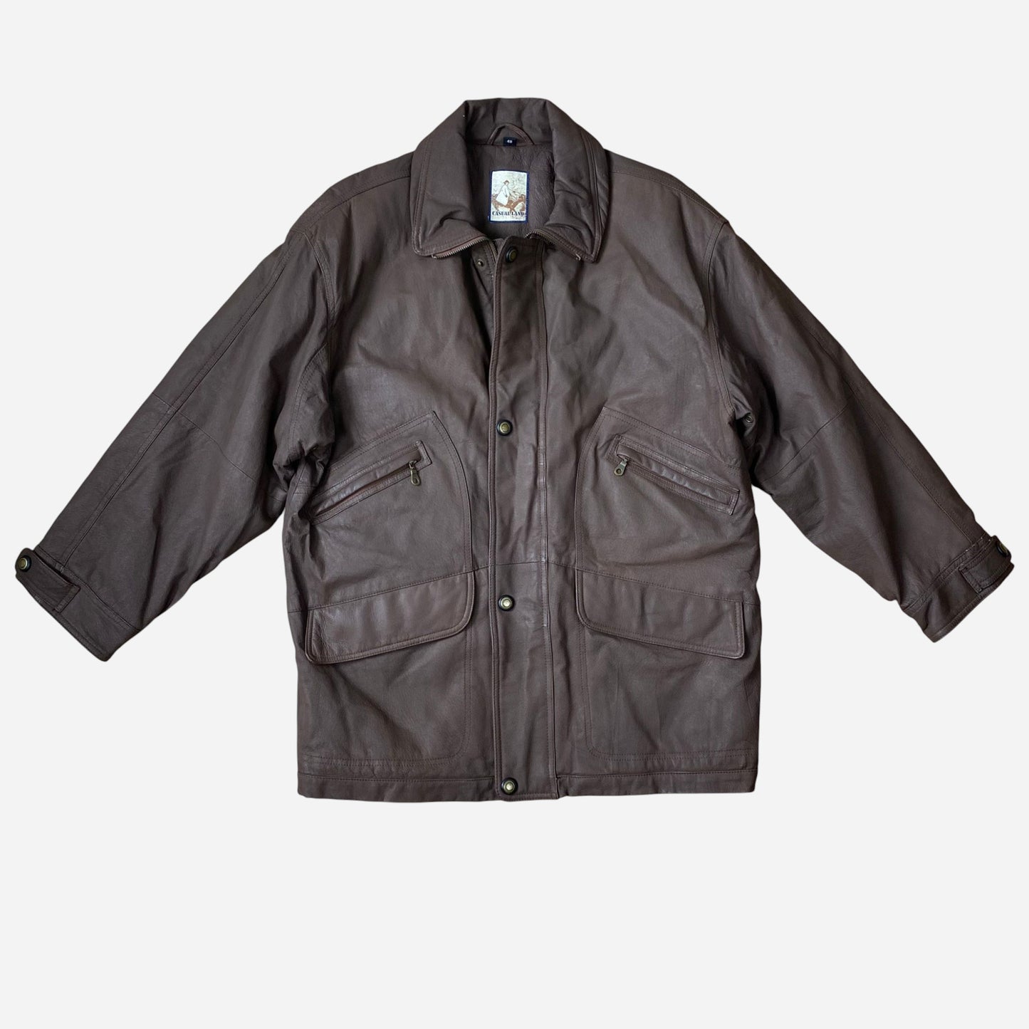 Vintage Casual Land Unisex Nahast Jope Suurus 48