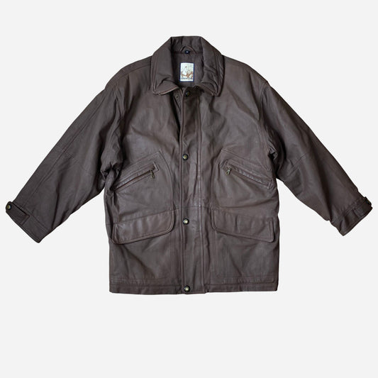 Vintage Casual Land Unisex Leather Jacket Size 48