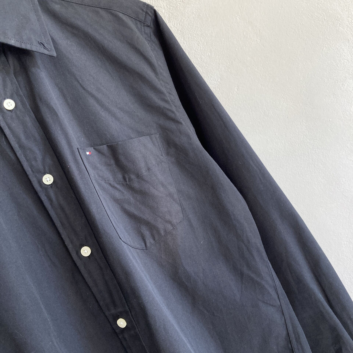 Tommy Hilfiger Mens Casual Black Shirt Size S