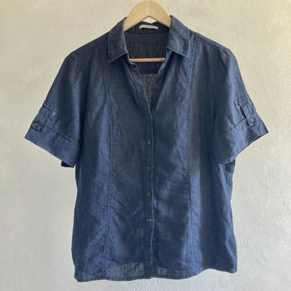 Womens Navy Linen Shirt Size 44