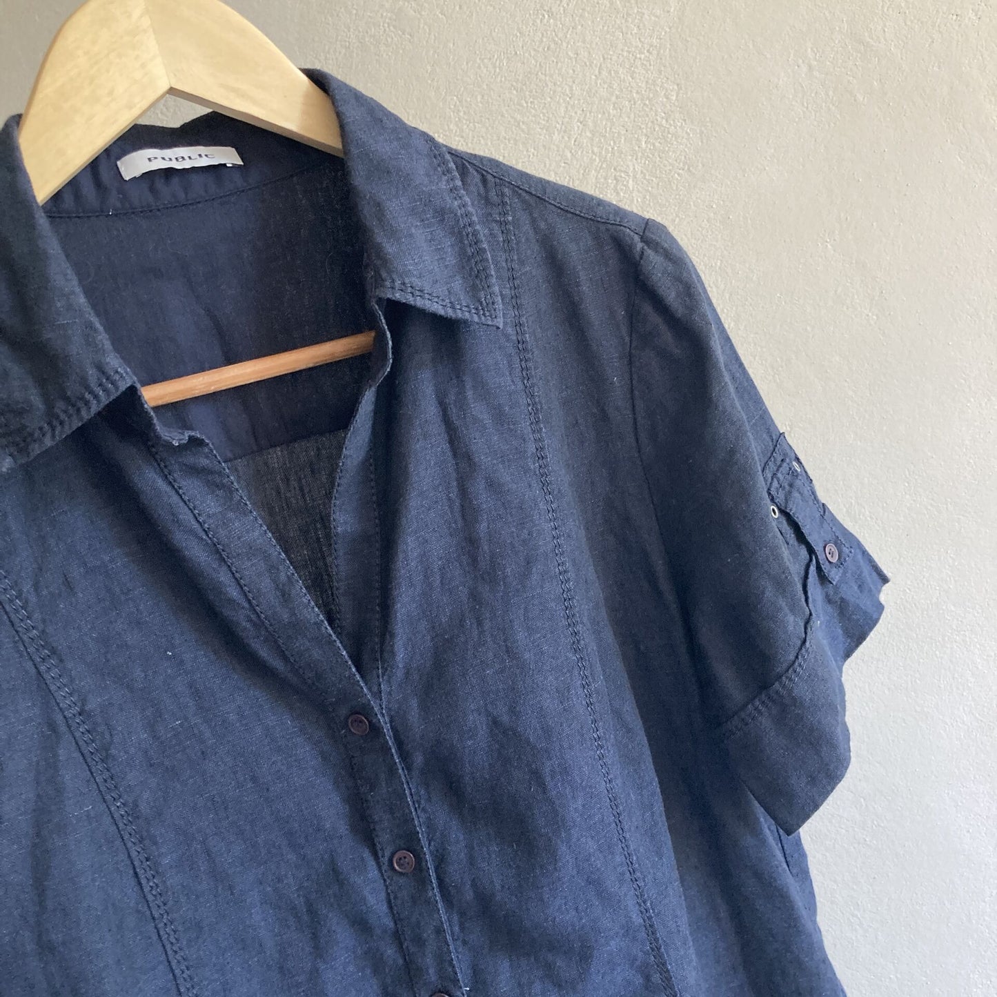 Womens Navy Linen Shirt Size 44