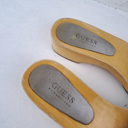 Guess Ladies Wooden Sandals Size 38