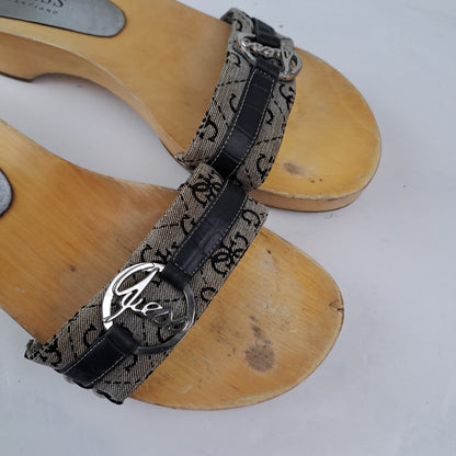 Guess Ladies Wooden Sandals Size 38