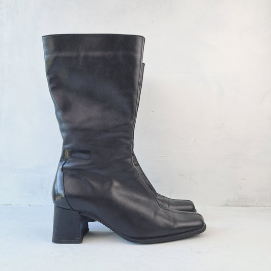 MB Ladies Black Leather Boots Size 38