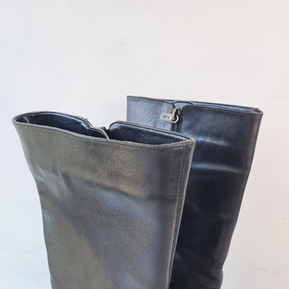 MB Ladies Black Leather Boots Size 38