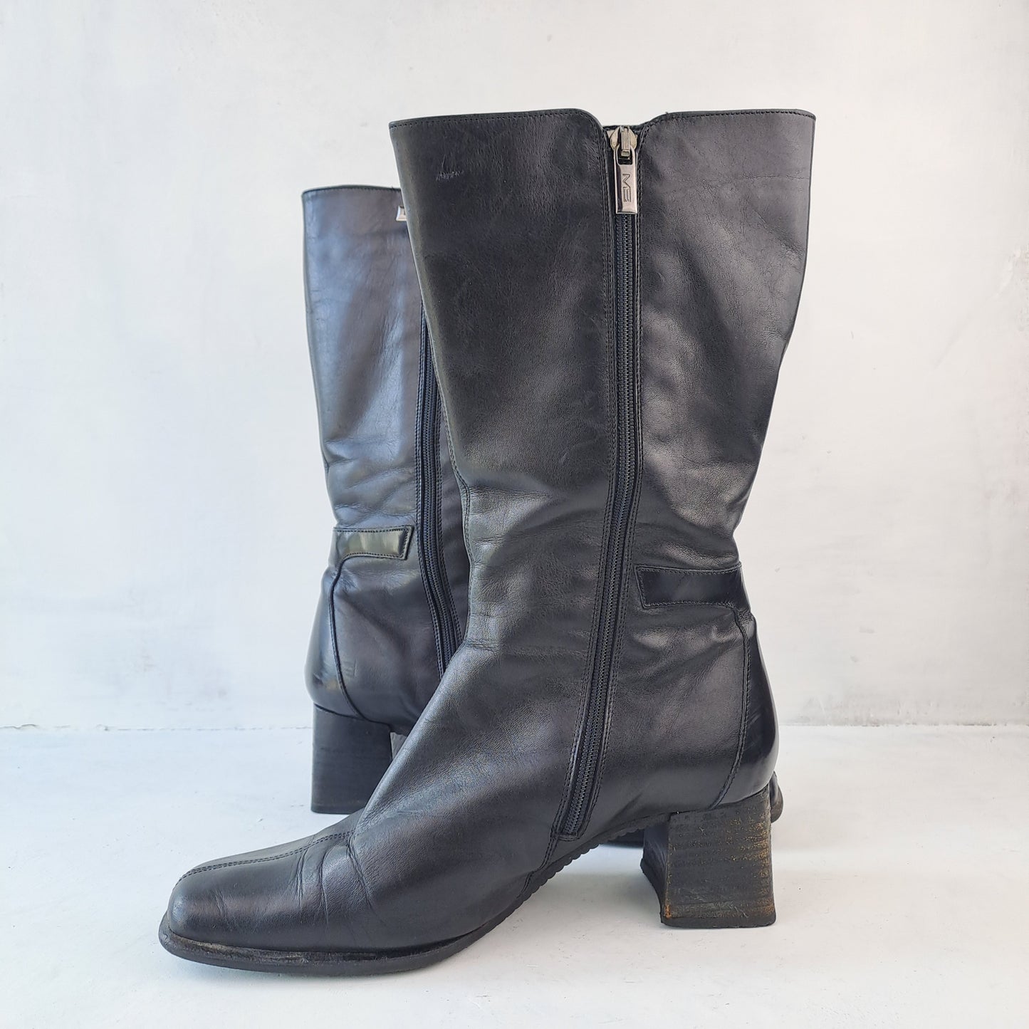 MB Ladies Black Leather Boots Size 38