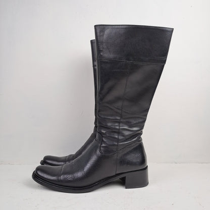 Ladies Black Leather Boots Size 36