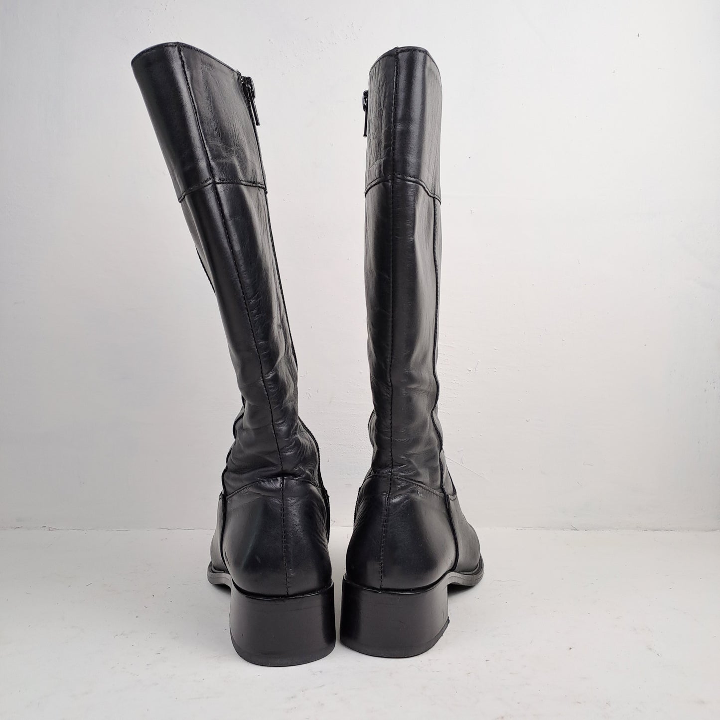 Ladies Black Leather Boots Size 36