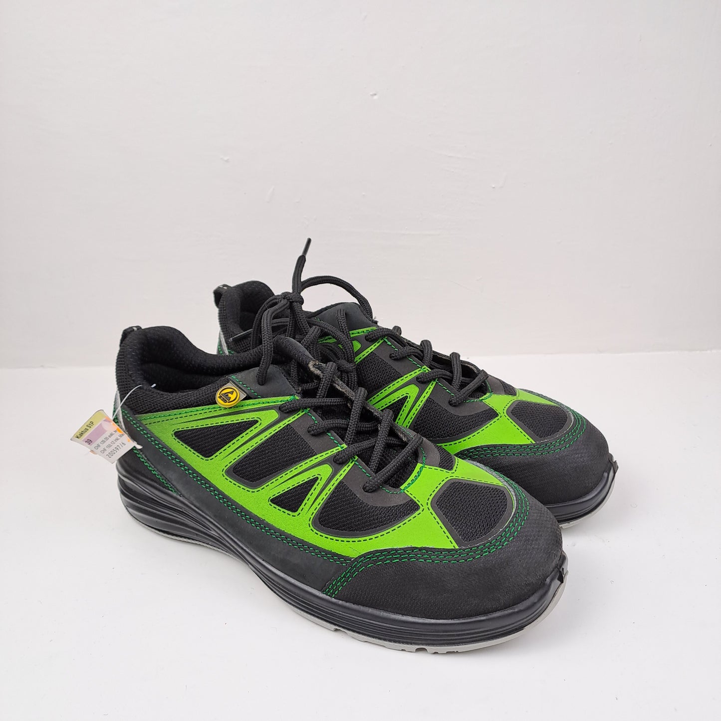 ESD Womens S1P  Black / Green Safety Trainers Size 39