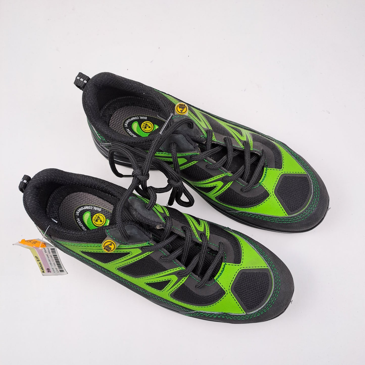 ESD Womens S1P  Black / Green Safety Trainers Size 39