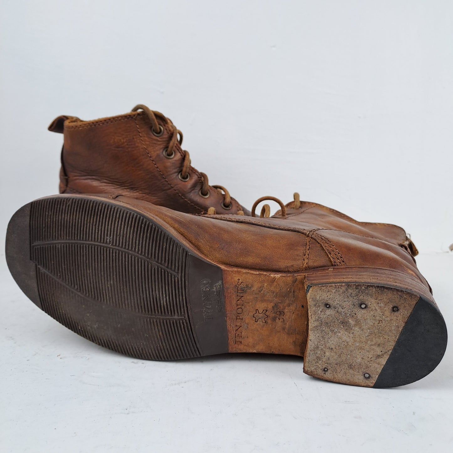 TEN POINTS Womens Brown Leather Boots Size 39
