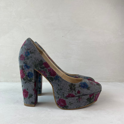 Womens Floral High Heel Shoes Size 38