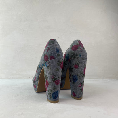 Womens Floral High Heel Shoes Size 38