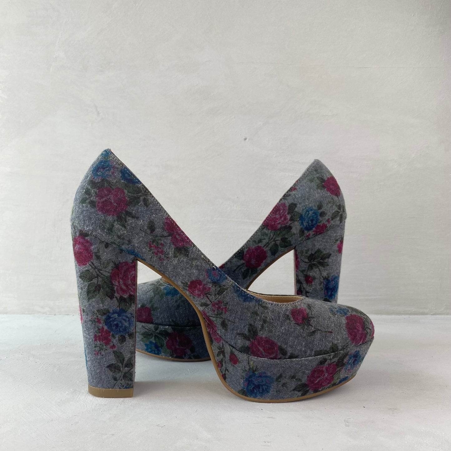 Womens Floral High Heel Shoes Size 38