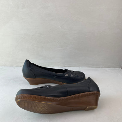 Ladies Black Wedge Shoes Size 40