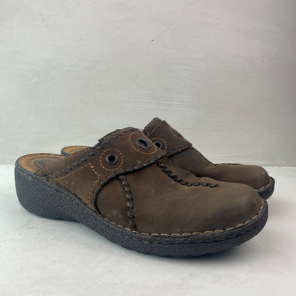 Clarks Ladies Brown Glogs Mules Shoes Size 42,5