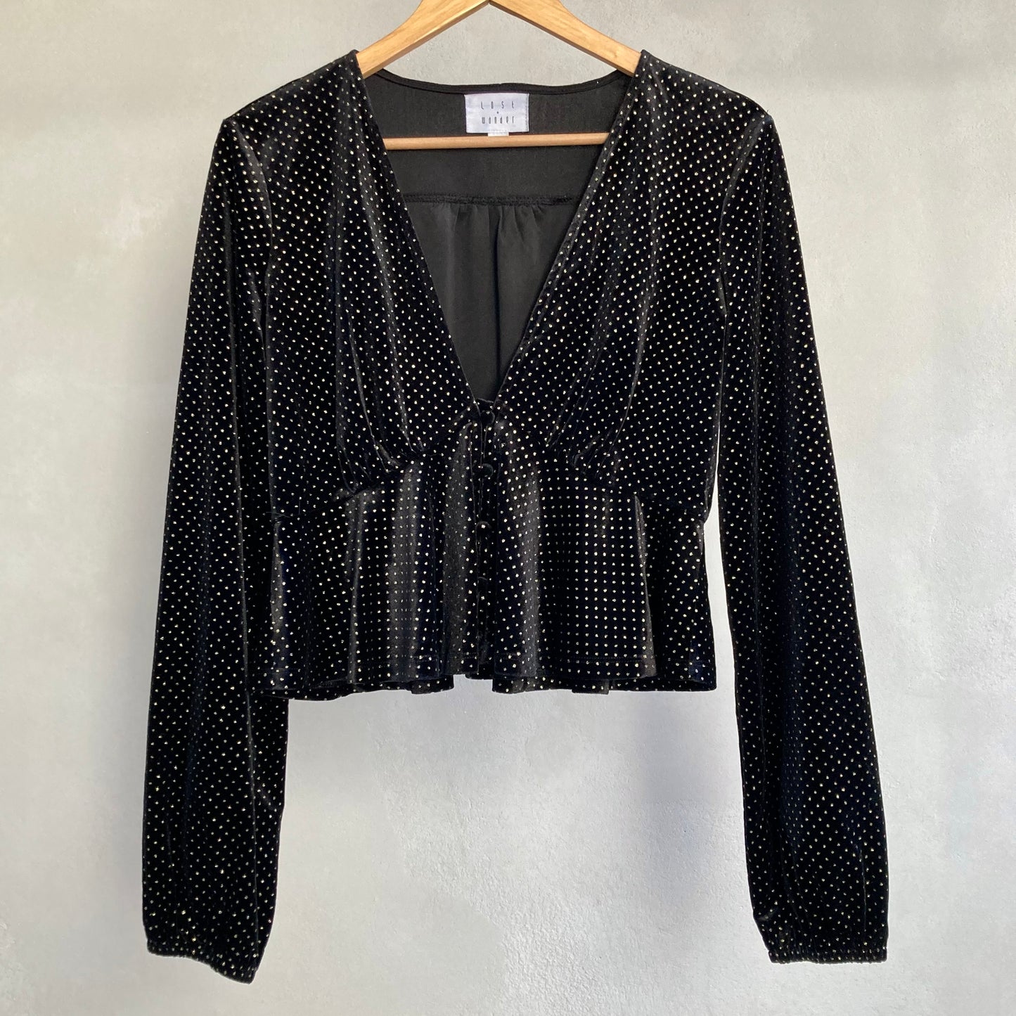 Womens Sparkly Velvet Blouse Size M