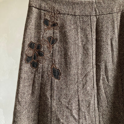 Womens Woollen Midi Skirt Size 34